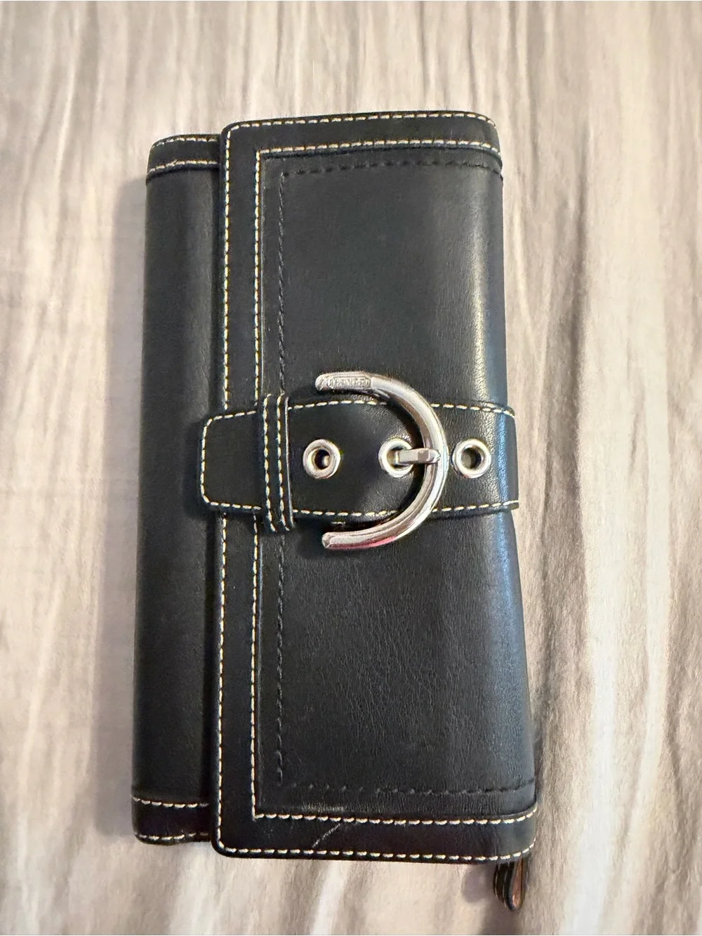 Coach Black Leather bilfold with Silver Hardware